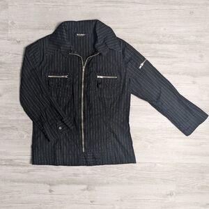 Vintage Le Chateau Pinstripe Zip Front Shirt